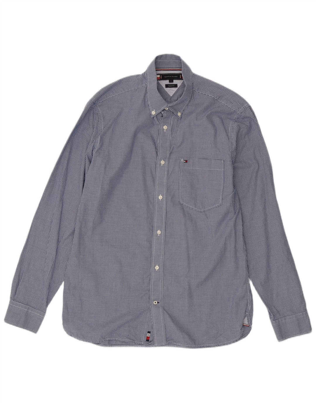 Camicia da uomo Tommy Hilfiger grande in cotone a quadretti blu