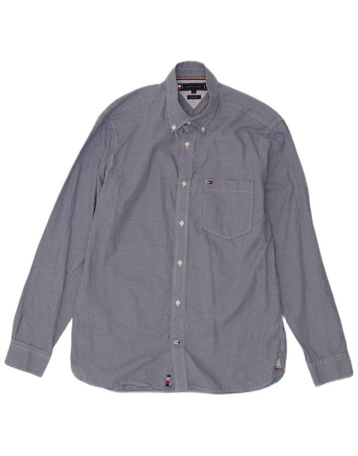 Camicia da uomo Tommy Hilfiger grande in cotone a quadretti blu