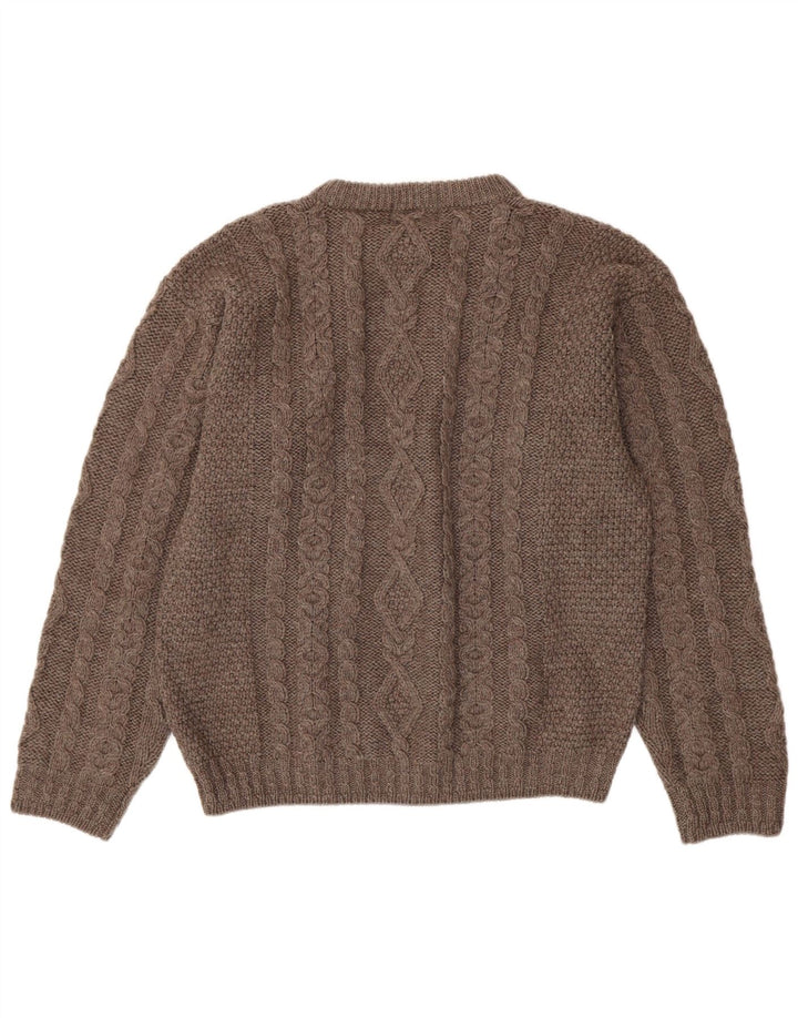 Maglione maglione girocollo da uomo L.L.Bean grande lana grigia