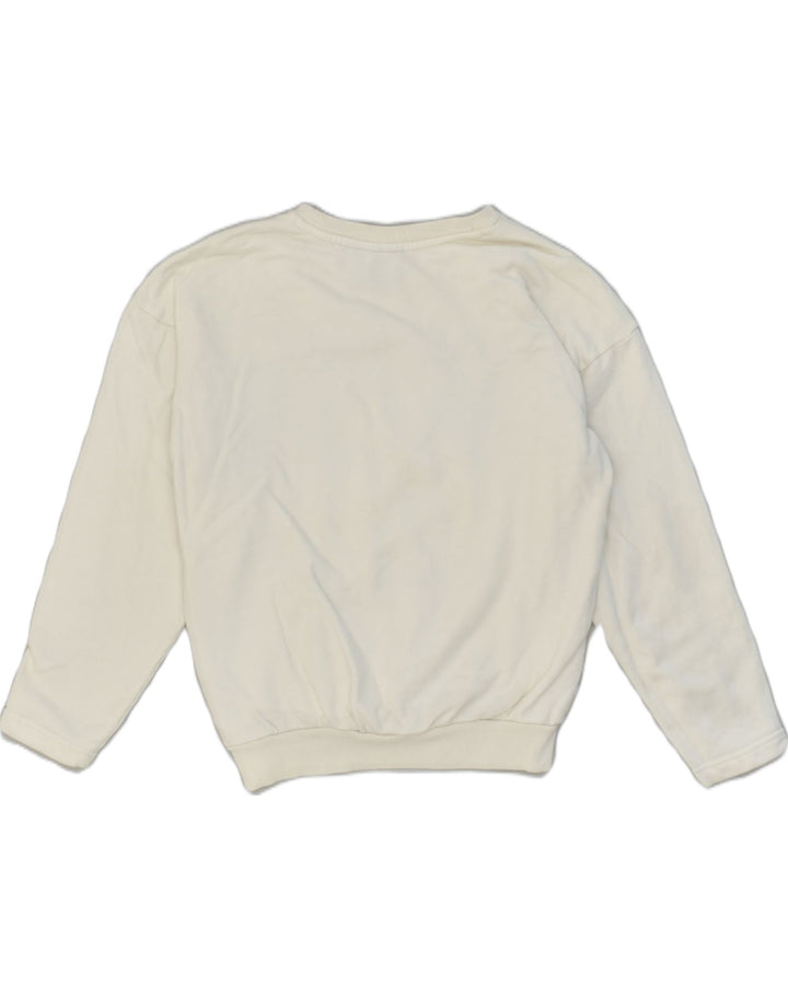 ADIDAS Womens Oversized Graphic Sweatshirt Jumper UK 4 XS White Cotton | Vintage Adidas | Thrift | Second-Hand Adidas | Used Clothing | Messina Hembry 