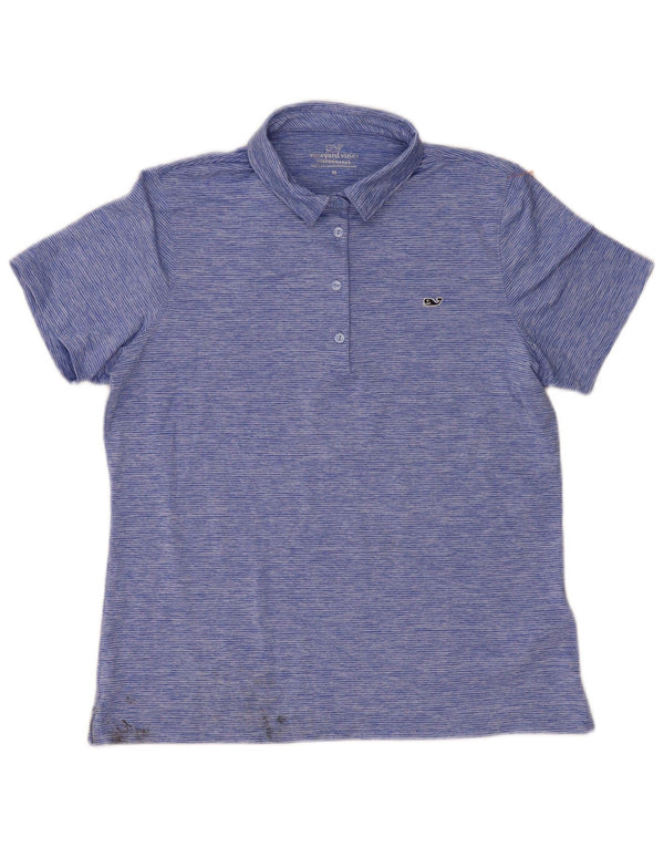 Polo da donna Vineyard Vines UK 14 Poliestere a righe blu medio