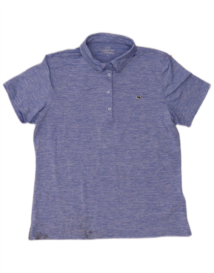 Polo da donna Vineyard Vines UK 14 Poliestere a righe blu medio