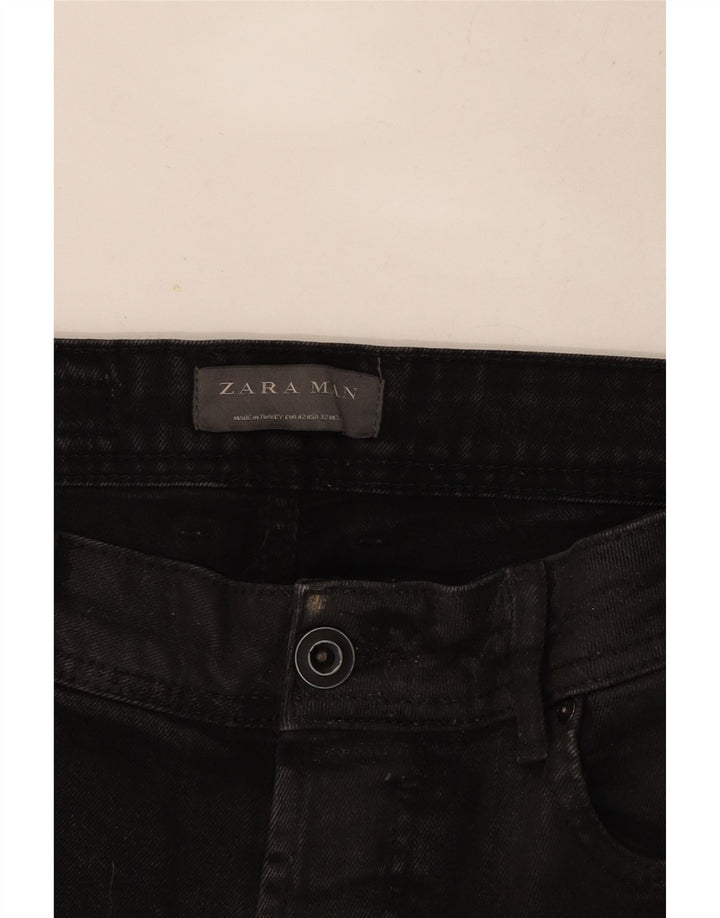 Jeans slim invecchiati da uomo Zara EU 42 grandi W32 L26 neri