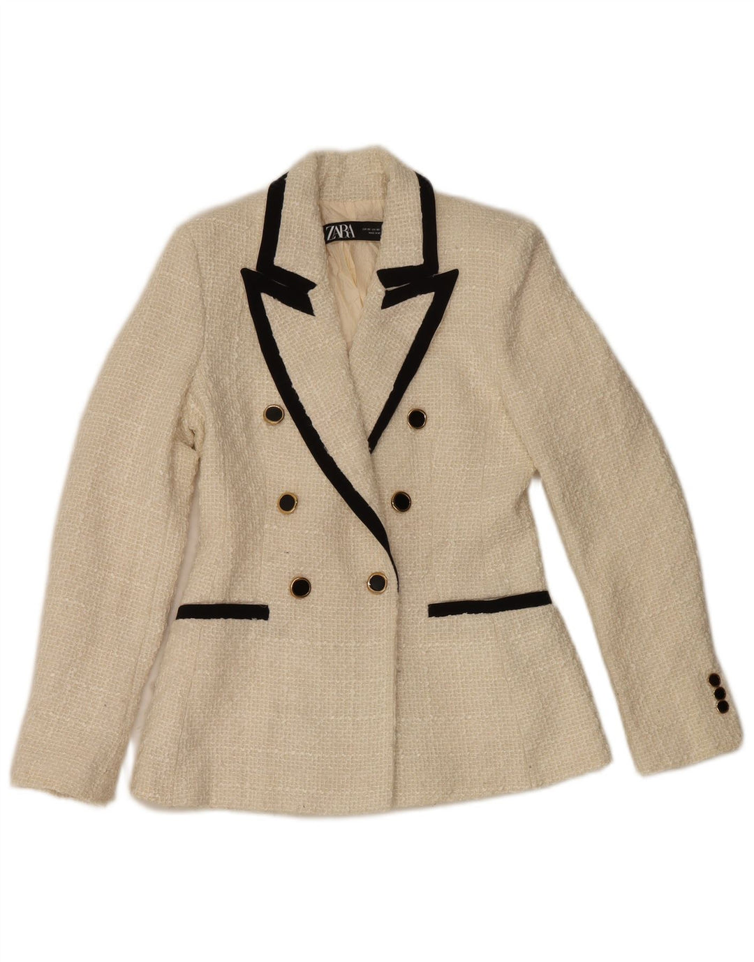 Giacca blazer doppiopetto da donna Zara UK 6 XS poliestere bianco sporco