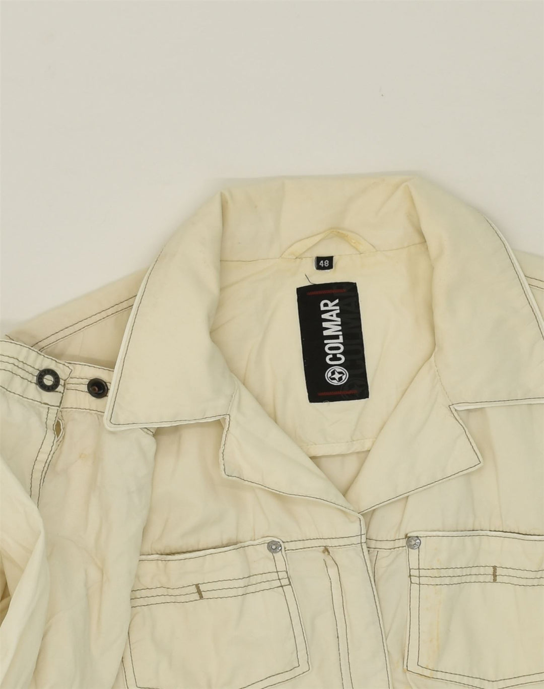COLMAR Womens Utility Jacket IT 48 XL Beige Cotton | Vintage Colmar | Thrift | Second-Hand Colmar | Used Clothing | Messina Hembry 