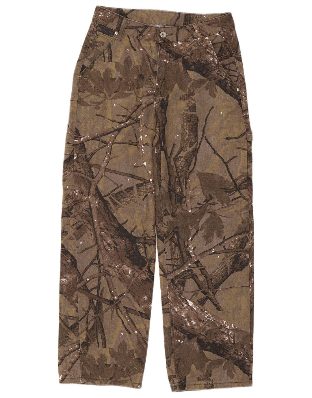 Pantaloni cargo dritti da uomo VINTAGE medi W30 L27 marrone floreale