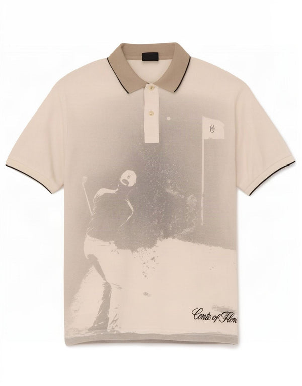 Polo grafica da golf da uomo Conte of Florence 2XL cotone bianco