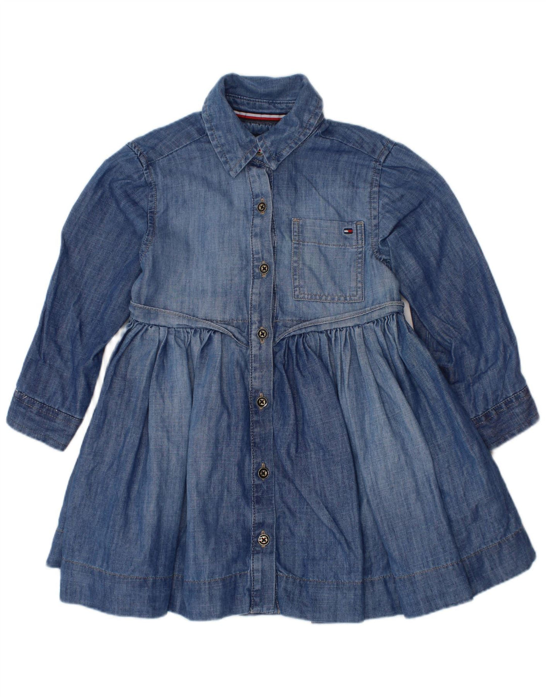 TOMMY HILFIGER Abito in denim a maniche lunghe da neonata 18-24 mesi in cotone blu