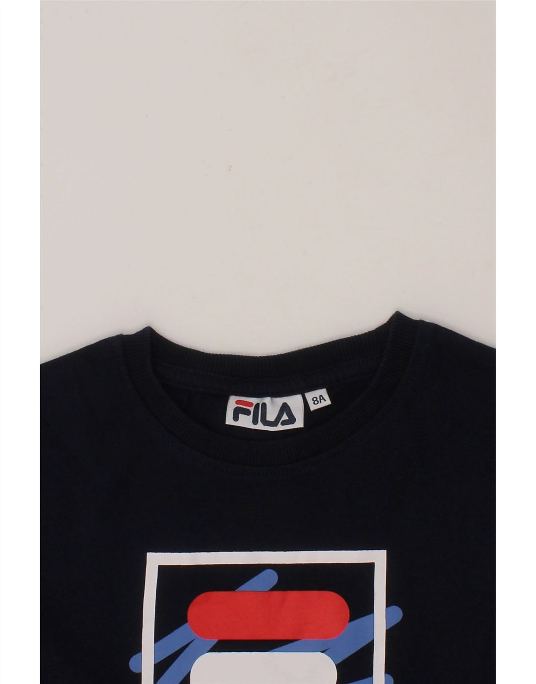 FILA Boys Graphic T-Shirt Top 7-8 Years Navy Blue Vintage Fila and Second-Hand Fila from Messina Hembry 