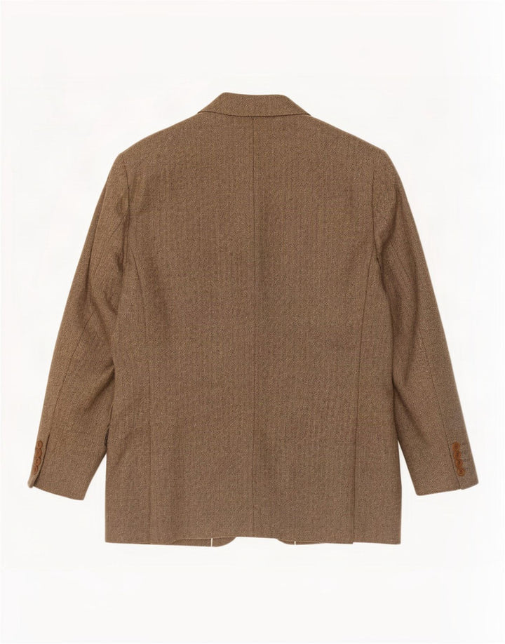 Giacca blazer a 2 bottoni Marks & Spencer da uomo UK 42 Large Beige a spina di pesce