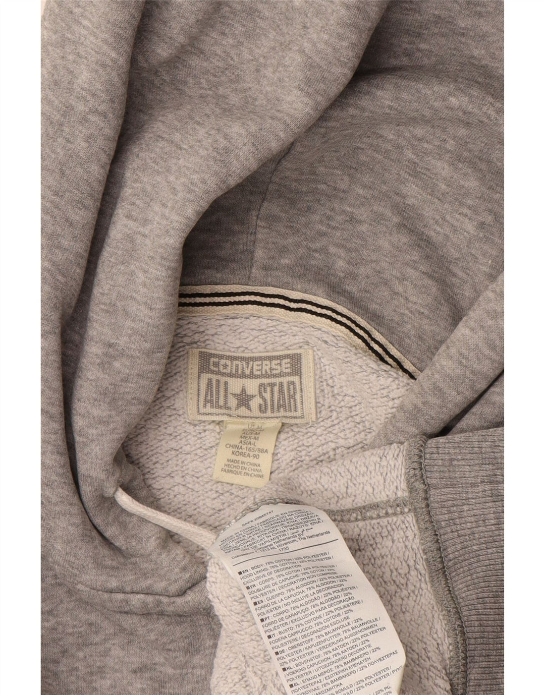 Maglione con cappuccio e zip da uomo Converse in cotone screziato grigio medio