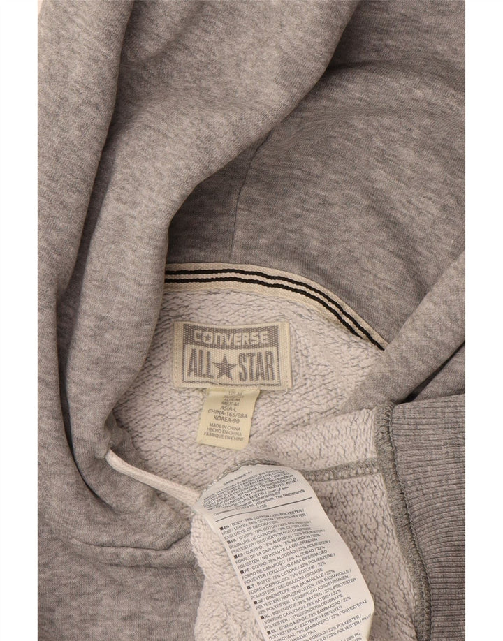 Maglione con cappuccio e zip da uomo Converse in cotone screziato grigio medio