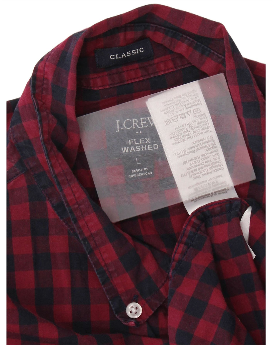 J. CREW Camicia da uomo dalla vestibilità classica, grande, in cotone a quadretti blu navy