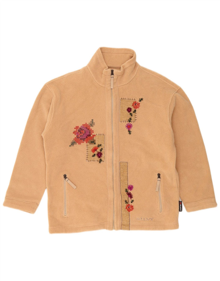 Giacca in pile oversize da donna Silvy UK 18 XL Poliestere floreale beige