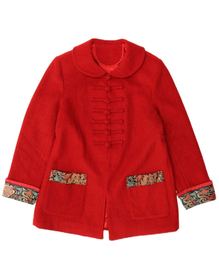 Soprabito vintage da donna UK 14 medio rosso Paisley