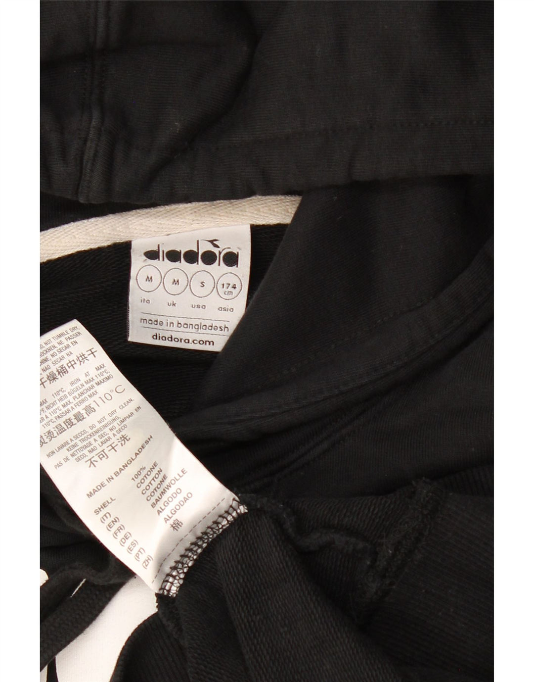 Felpa con cappuccio grafica da uomo Diadora, cotone nero medio