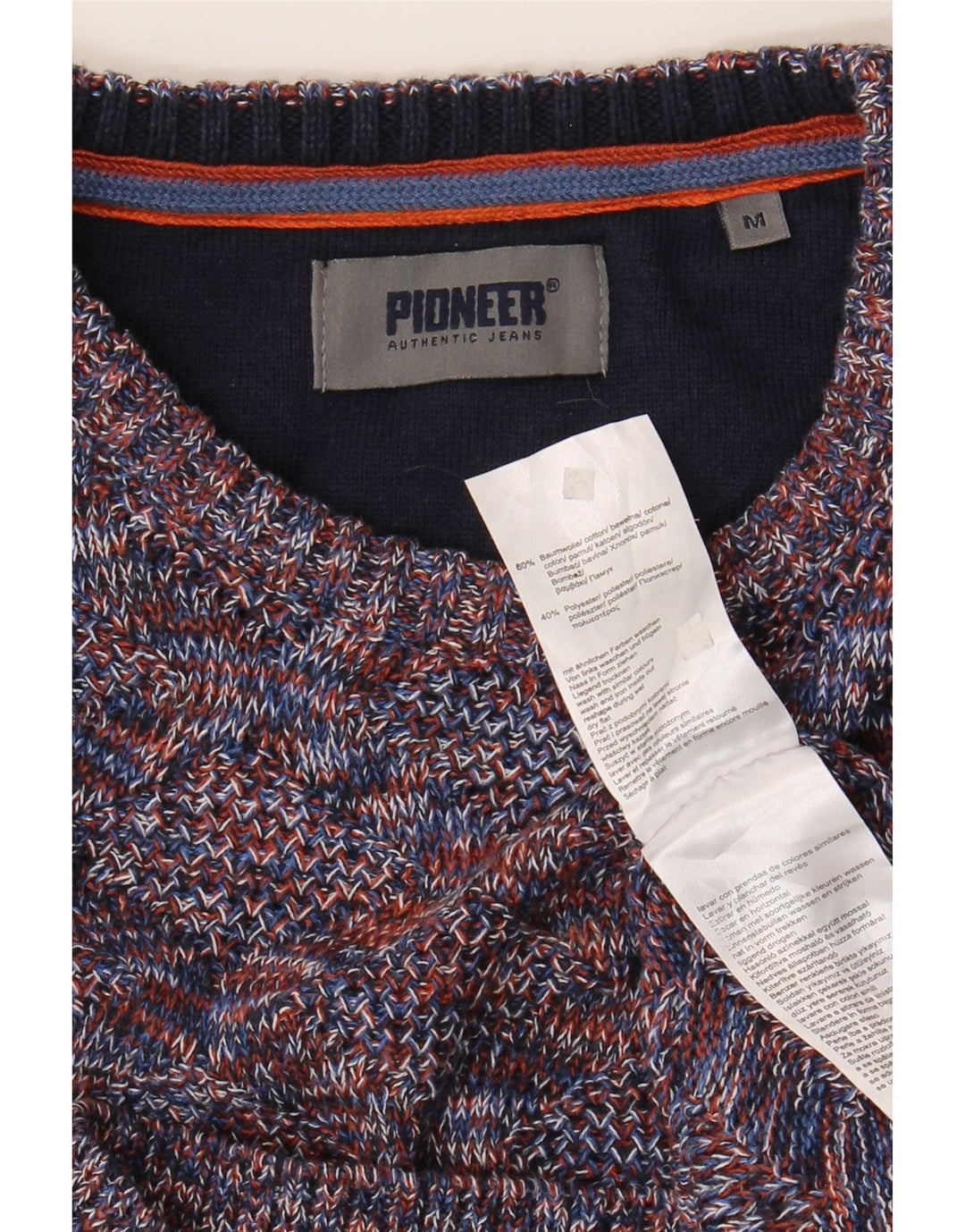 Maglione maglione girocollo da uomo Pioneer in cotone chiazzato multicolore medio