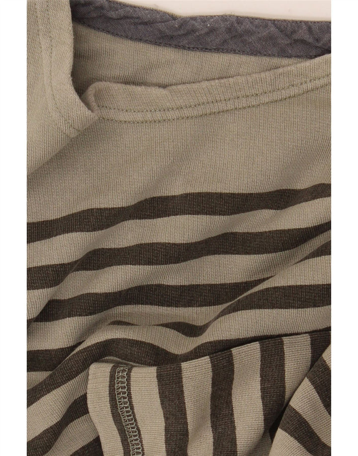 Fat Face Top da uomo a maniche lunghe in cotone a righe beige larghe