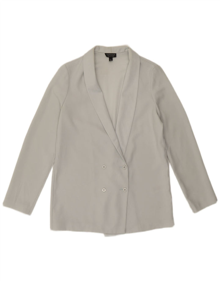 Giacca blazer doppiopetto da donna Topshop UK 10 piccola poliestere grigio