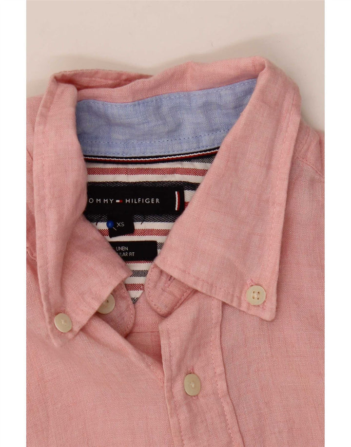 Camicia da uomo Regular Fit Tommy Hilfiger XS in lino rosa