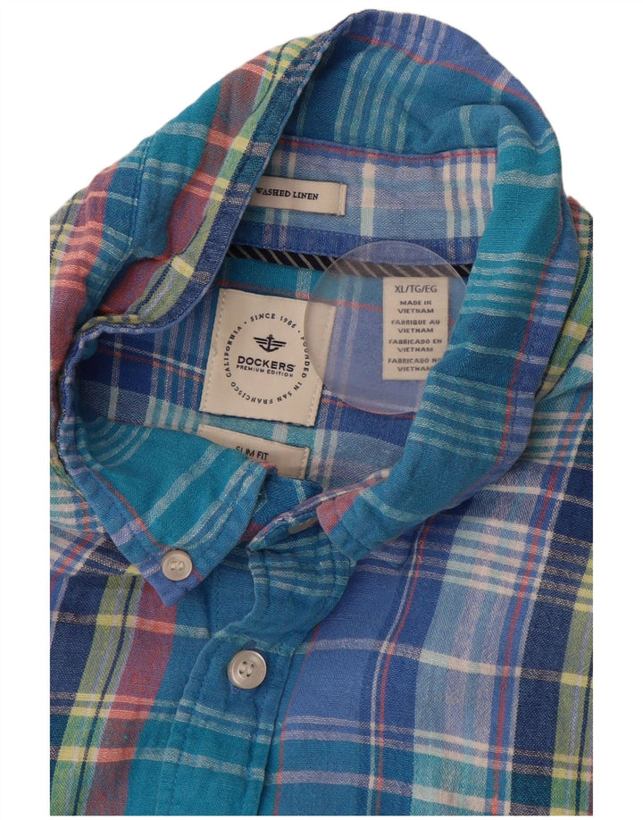 DOCKERS Camicia da uomo in flanella slim fit XL a quadri blu
