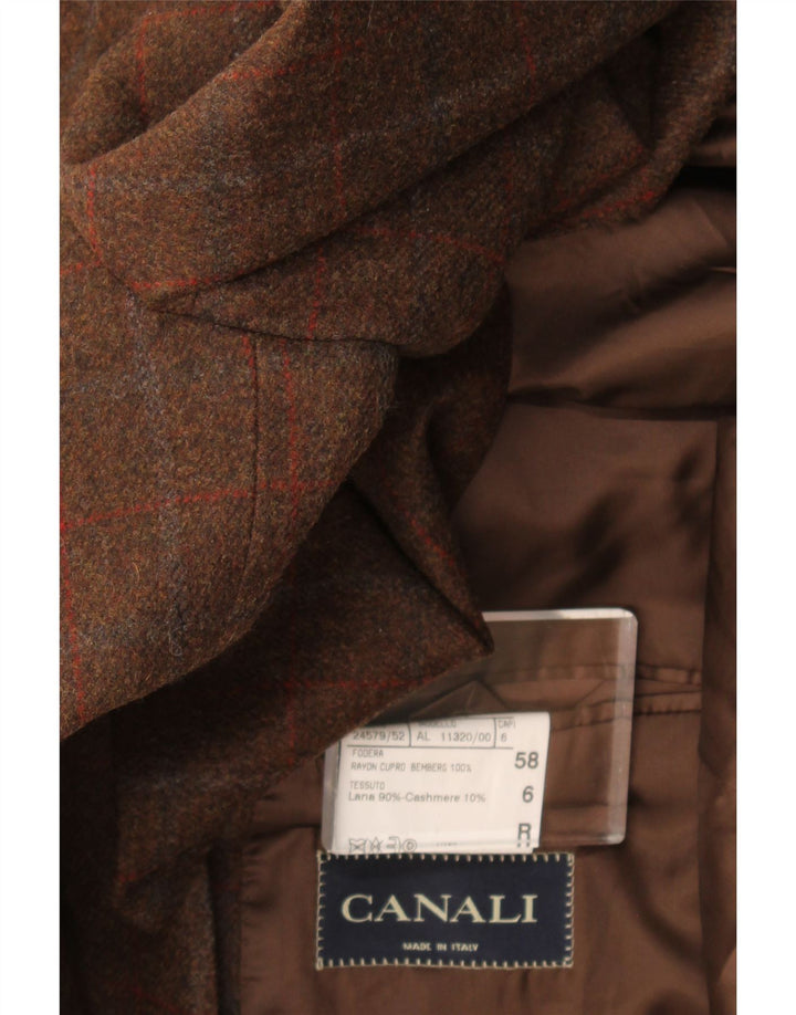 Giacca Blazer da Uomo a 3 Bottoni Canali IT 58 4XL Lana a quadri Marrone