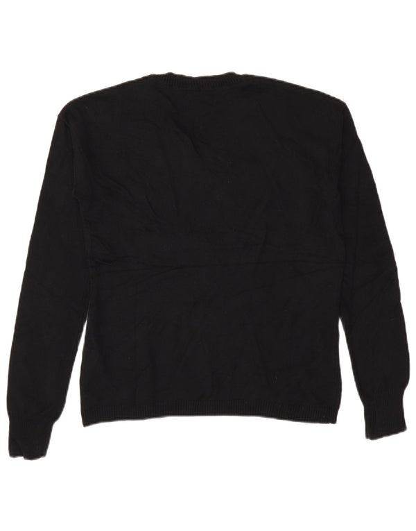Maglione maglione con scollo a V da donna Ralph Lauren UK 14 grande cotone nero
