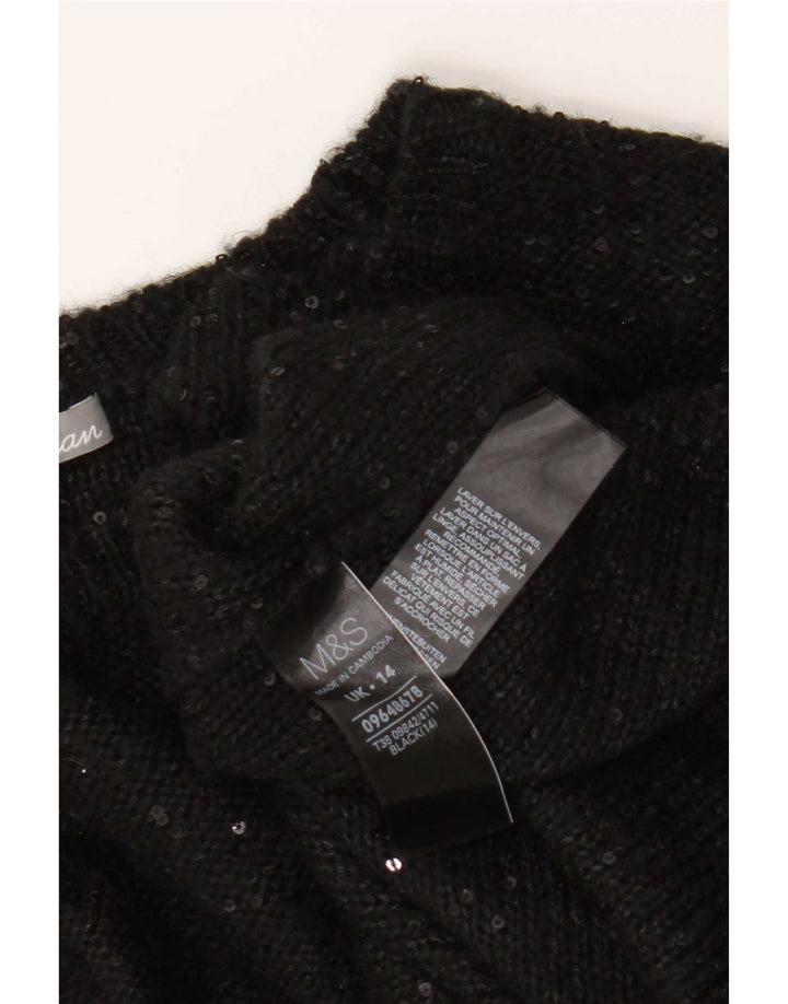 Maglione maglione oversize con scollo a barca da donna Marks & Spencer UK 14 grande nero