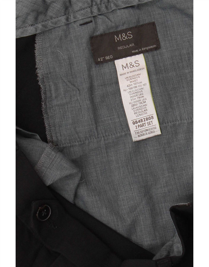 Pantaloni da abito vestibilità regolare da uomo Marks & Spencer W42 L31 poliestere nero