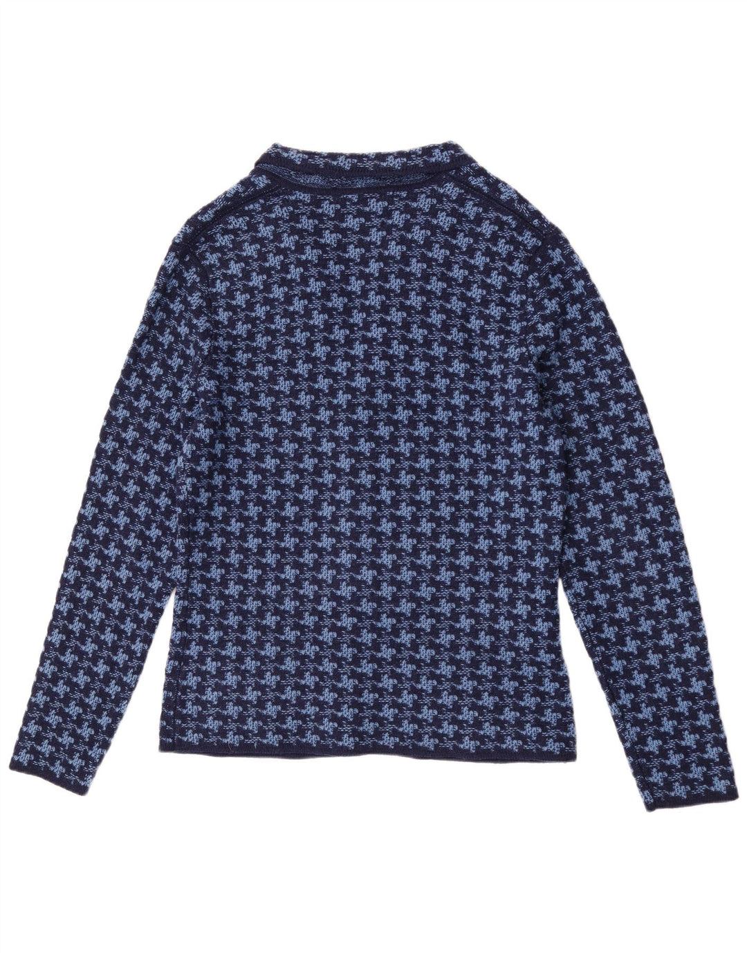 Maglione cardigan vintage da uomo IT 50 in lana pied de poule blu medio