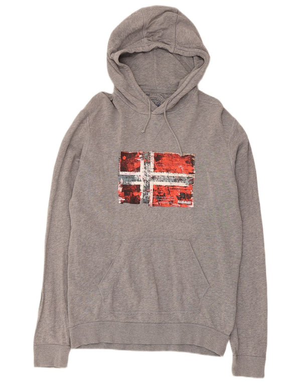 Maglione con cappuccio grafico da uomo Napapijri piccolo in cotone chiazzato grigio