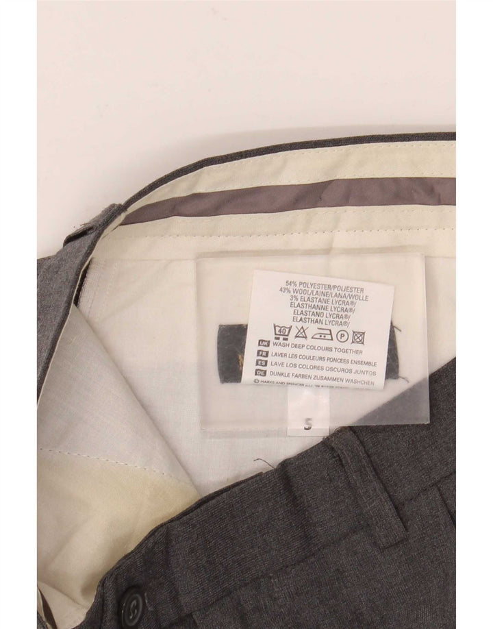 Pantaloni da abito con pegging da uomo Marks & Spencer W34 L31 poliestere grigio