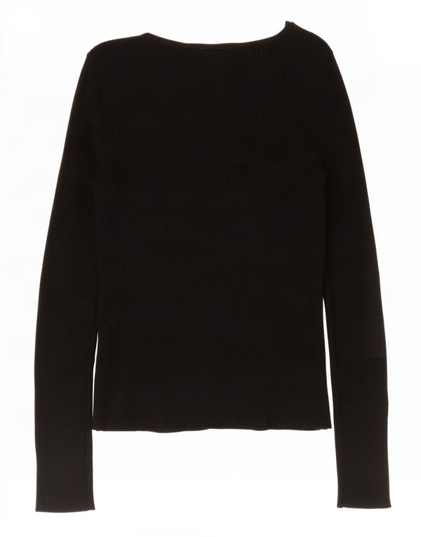 Marks & Spencer Top da donna a maniche lunghe UK 8 Small in viscosa nera