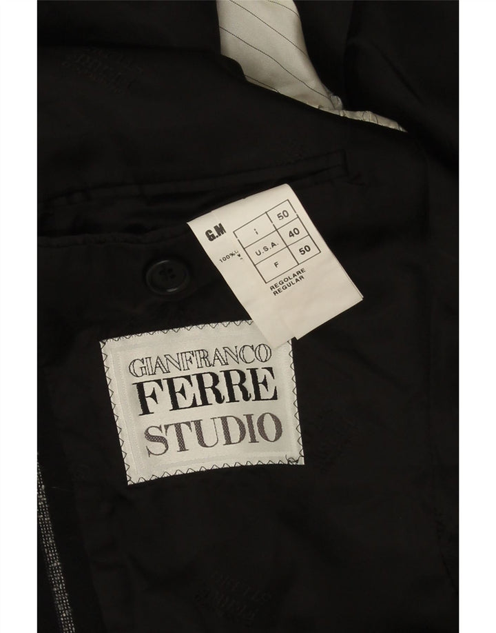 Gianfranco Ferre Giacca Blazer da Uomo a 3 Bottoni IT 50 Large in Lana a Righe Nere