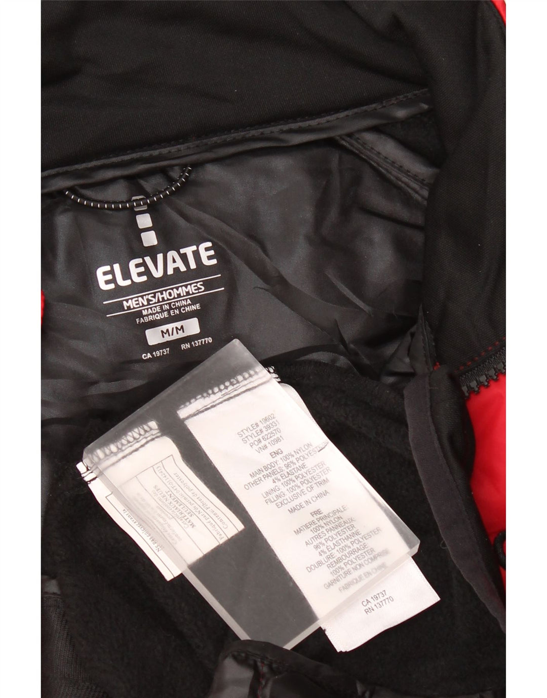 Giacca bomber imbottita con zip da uomo Elevate UK 38 Nylon color block rosso medio