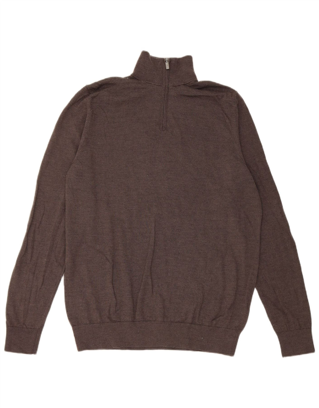 Marks & Spencer Maglione da uomo con collo con zip autografo grande marrone