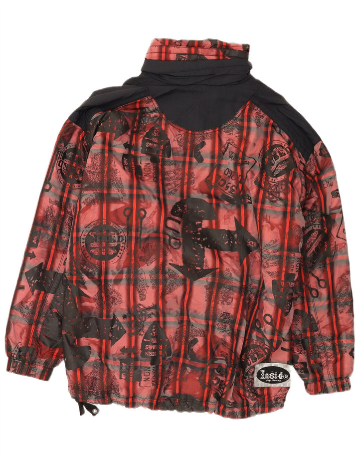 Giacca anorak da uomo vintage vestibilità ampia UK 38 Poliestere color block rosso medio