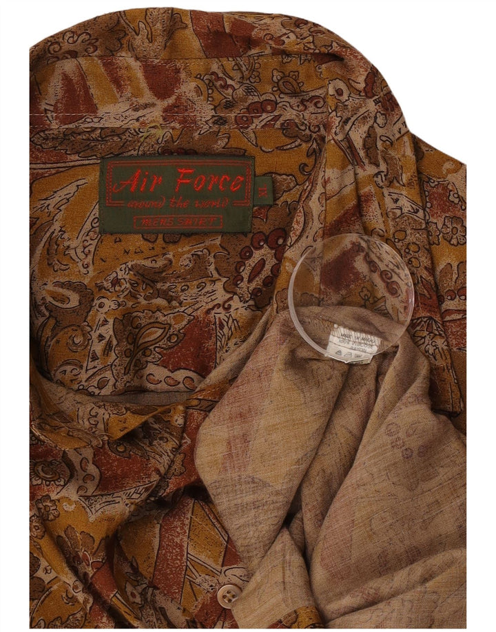 Camicia grafica vintage da uomo XL in viscosa marrone