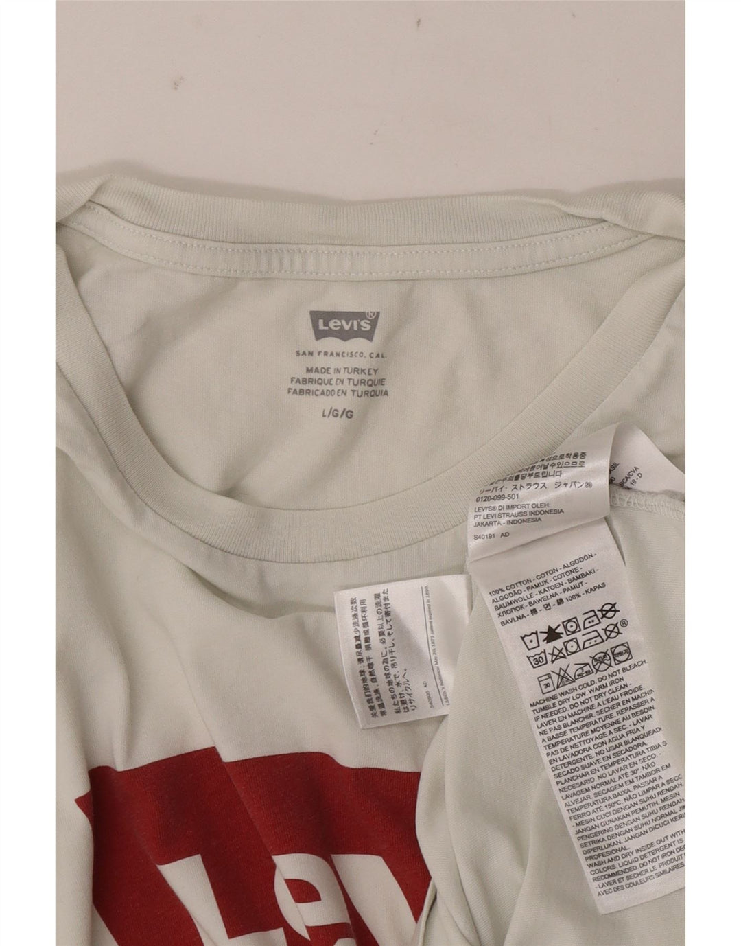T-shirt grafica da uomo Levi's Top grande in cotone bianco