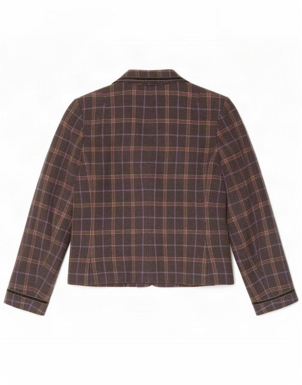 Joules Giacca blazer da donna a 2 bottoni UK 12 media lana nera a quadri