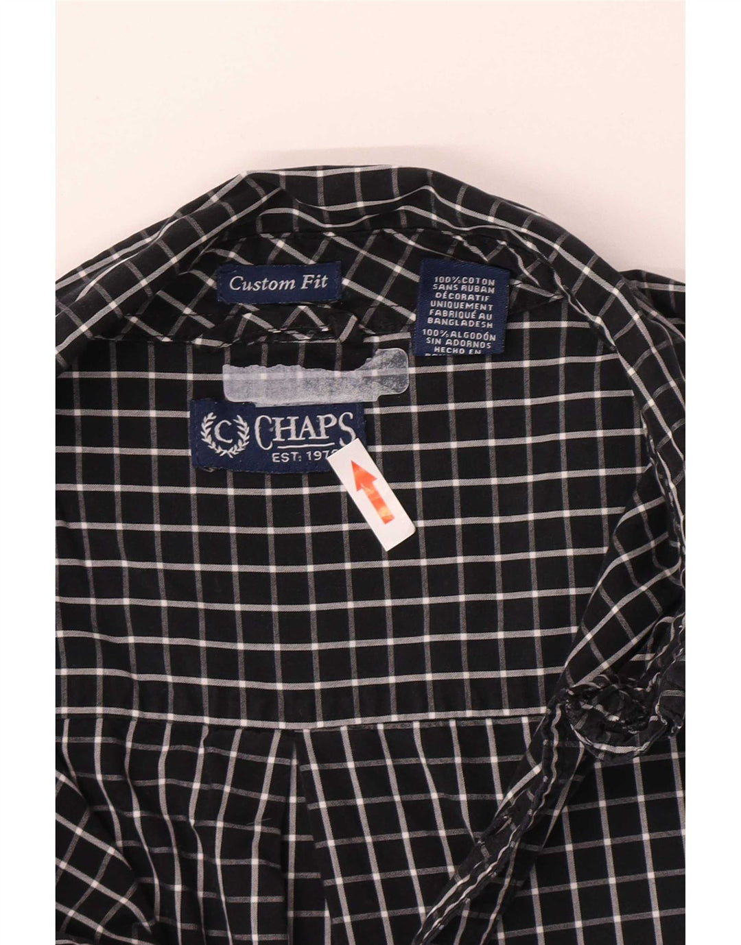 Camicia Chaps da uomo su misura 2XL in cotone a quadri nero