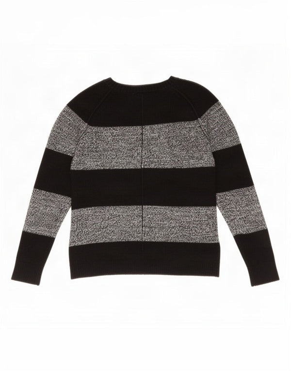 Gap Donna Maglione con scollo a barca Maglione UK 10 Piccolo cotone a righe nere