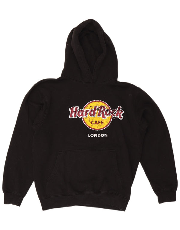 Hard Rock Cafe Mens London Graphic Hoodie Jumper Large Black Cotton