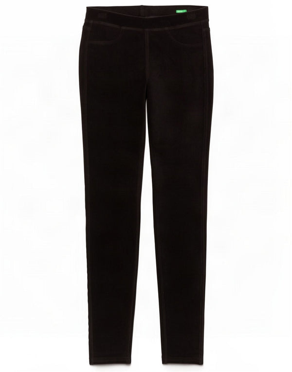 Benetton Pantaloni Jegging da donna in velluto a coste XS W24 L28 Cotone nero