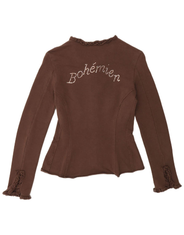Max & Co. Giacca da tuta grafica da donna UK 12 Cotone marrone medio