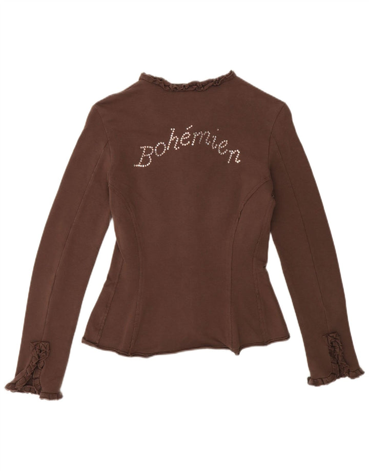 Max & Co. Giacca da tuta grafica da donna UK 12 Cotone marrone medio