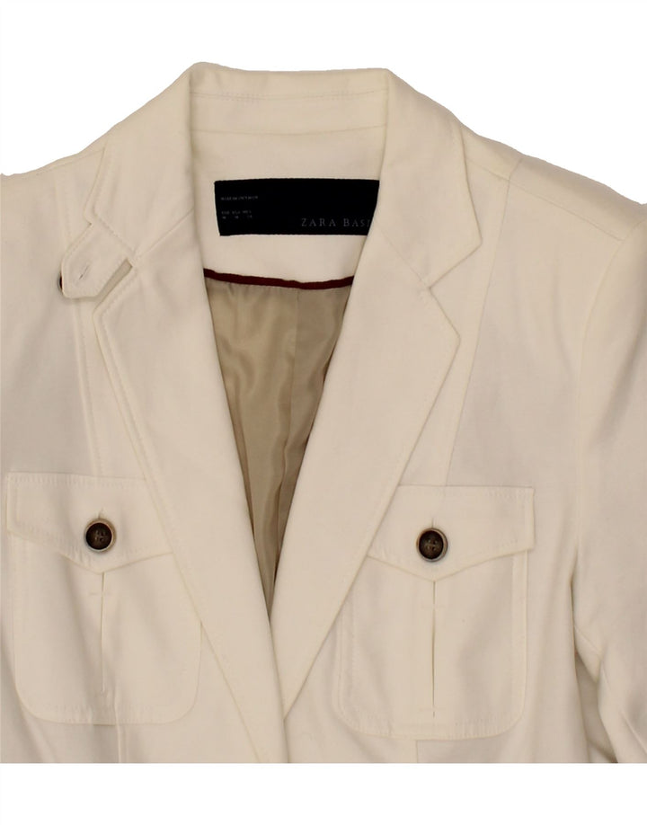 ZARA Womens 2 Button Blazer Jacket UK 14 Medium White Polyester Vintage Zara and Second-Hand Zara from Messina Hembry 