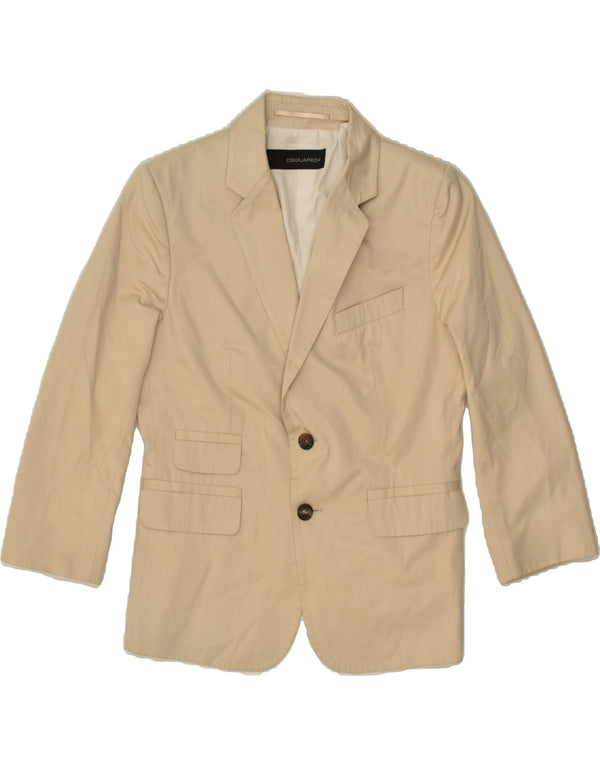 DSQUARED2 Womens 2 Button Blazer Jacket IT 44 Medium Beige Cotton