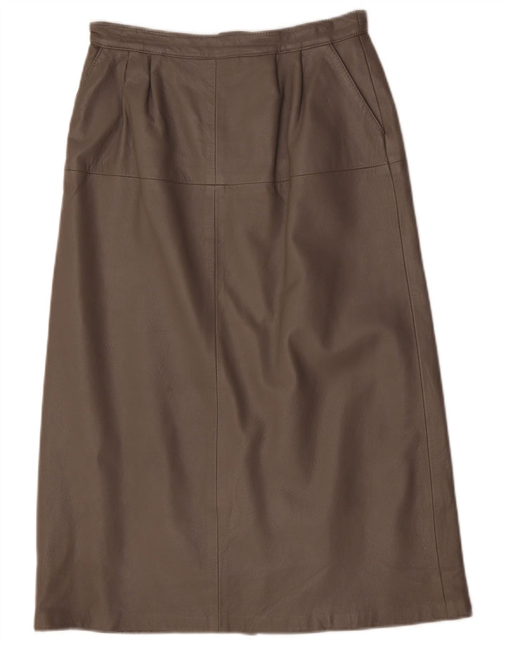 Gonna longuette in pelle da donna vintage EU 40 media W28 marrone