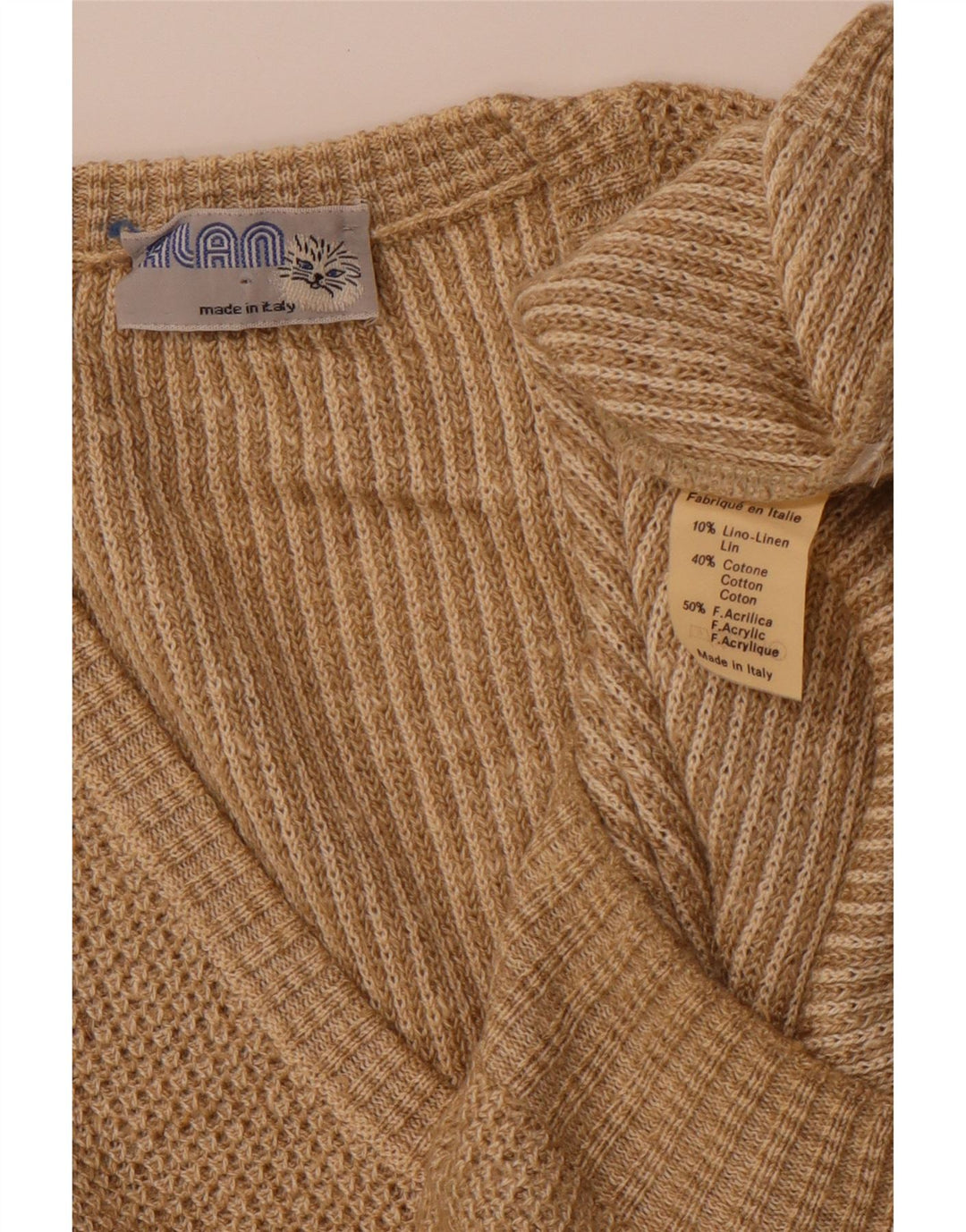 Canotta da uomo VINTAGE Canotta in lino beige medio
